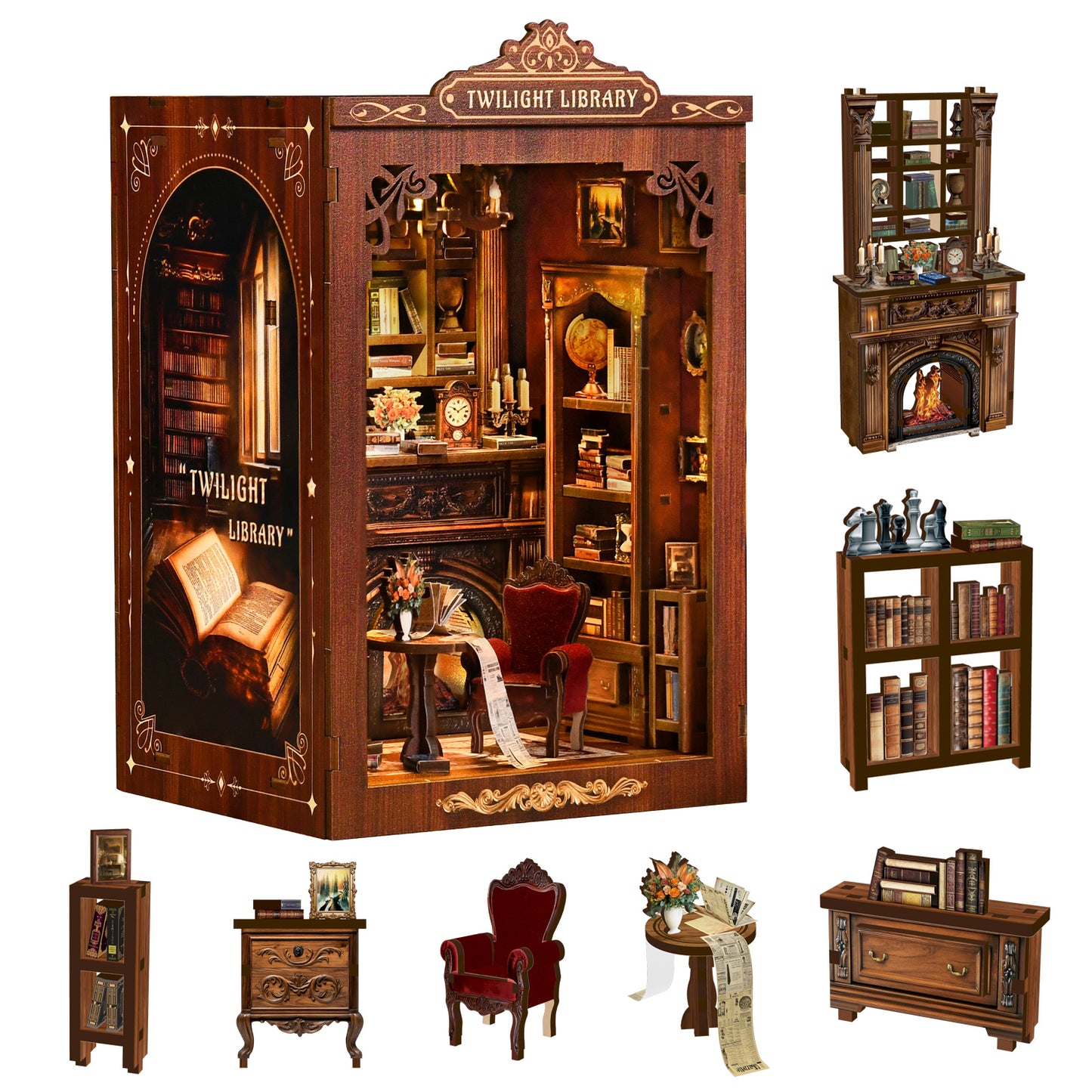 Tecnock DIY Book Nook Kit, Dolls' houses, DIY Miniature House