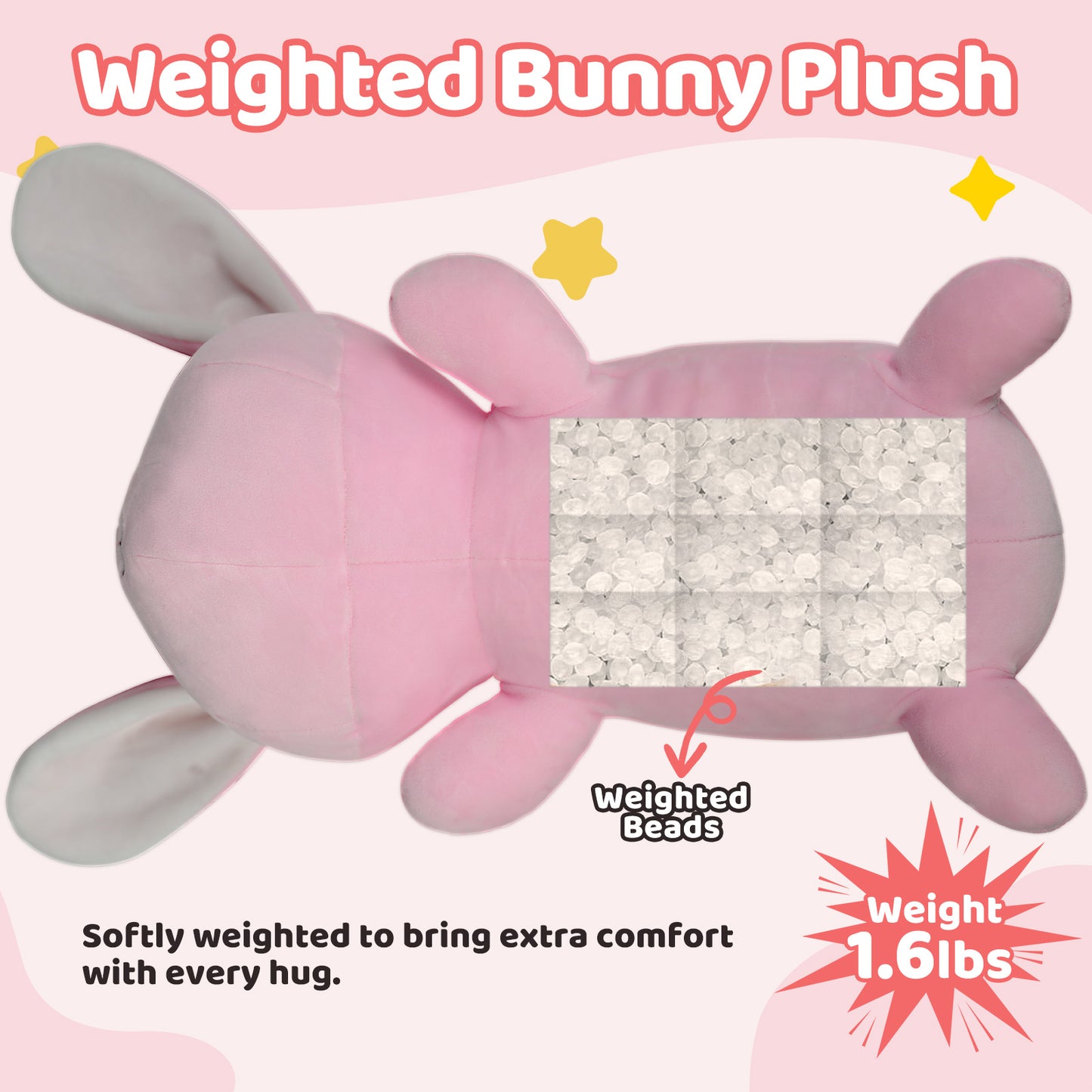 Puffpals Weighted Plush, Cute Highland Cow Weighted Stuffed Animal with Beads, Soft Sensory Plush Pillow Toy for Kids & Adults