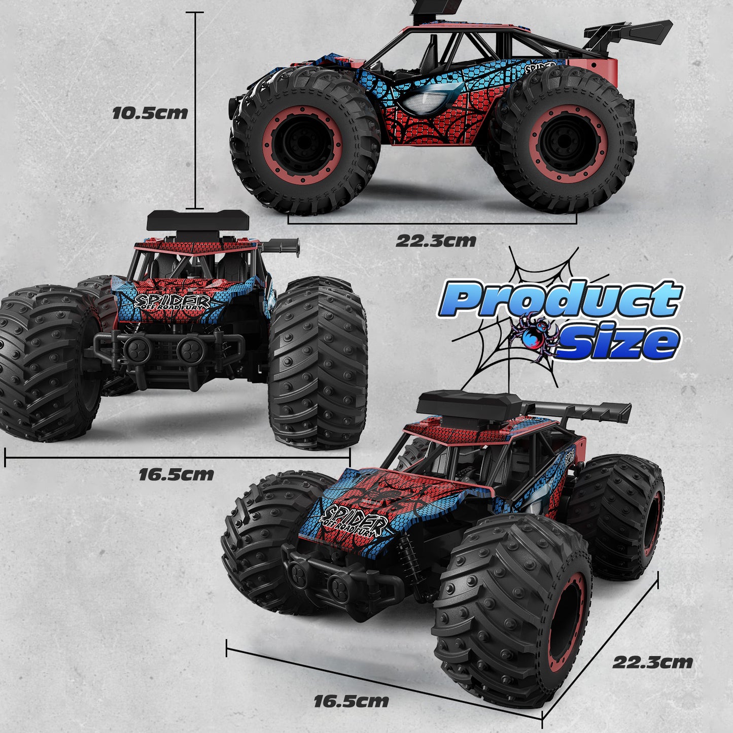 Tecnock RC Truck, All Terrain 2WD Off Road RC Car Toys Gift for Kids Boys