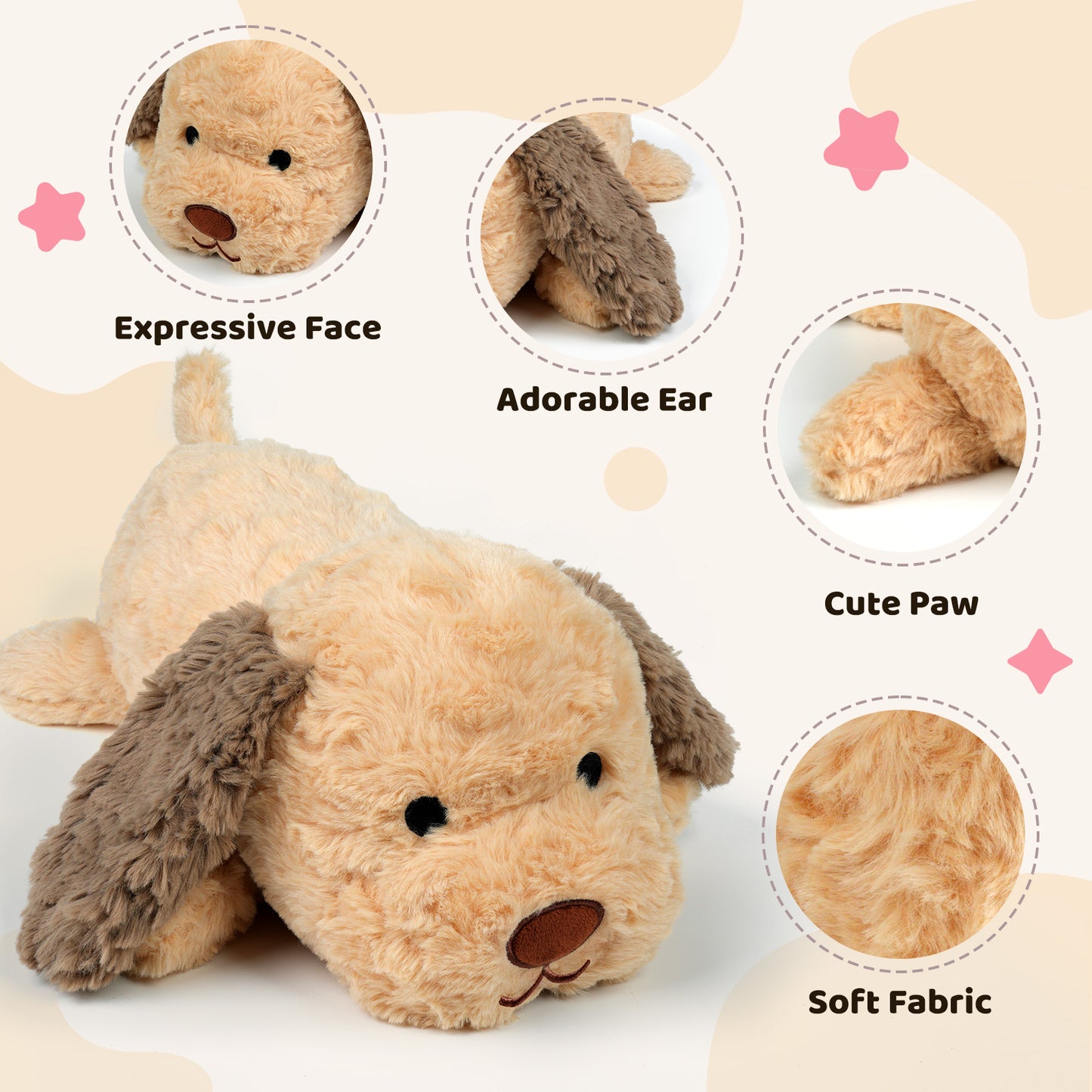 Puffpals Weighted Labrador Plush, 1.6lbs Weighted Stuffed Dog with Beads, Cute Labrador Stuffed Animal, Soft Sensory Dog Plush Birthdays for Kids Adults (13in, 1.6lbs)