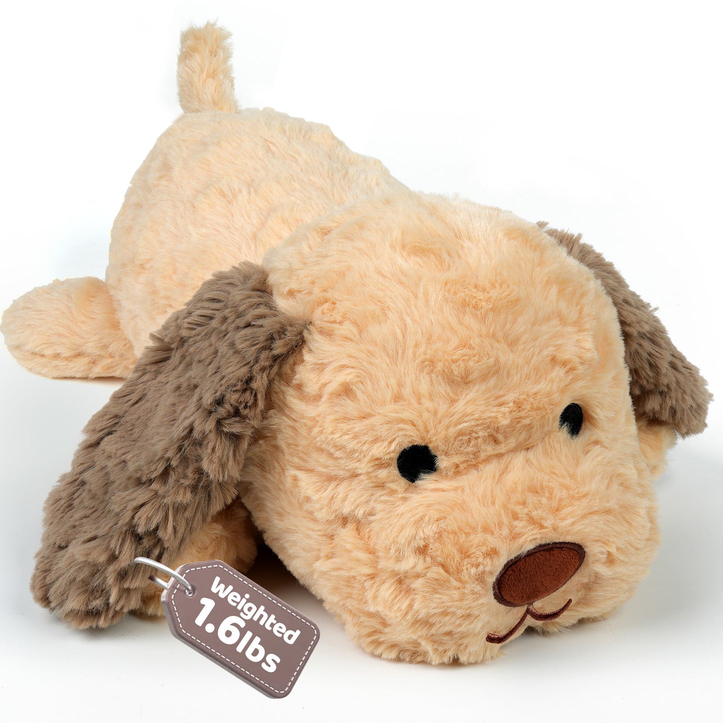 Puffpals Weighted Labrador Plush, 1.6lbs Weighted Stuffed Dog with Beads, Cute Labrador Stuffed Animal, Soft Sensory Dog Plush Birthdays for Kids Adults (13in, 1.6lbs)