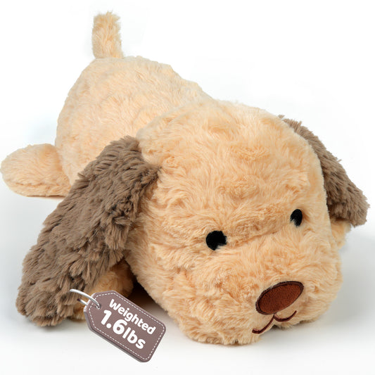 Puffpals Weighted Labrador Plush, 1.6lbs Weighted Stuffed Dog with Beads, Cute Labrador Stuffed Animal, Soft Sensory Dog Plush Birthdays for Kids Adults (13in, 1.6lbs)