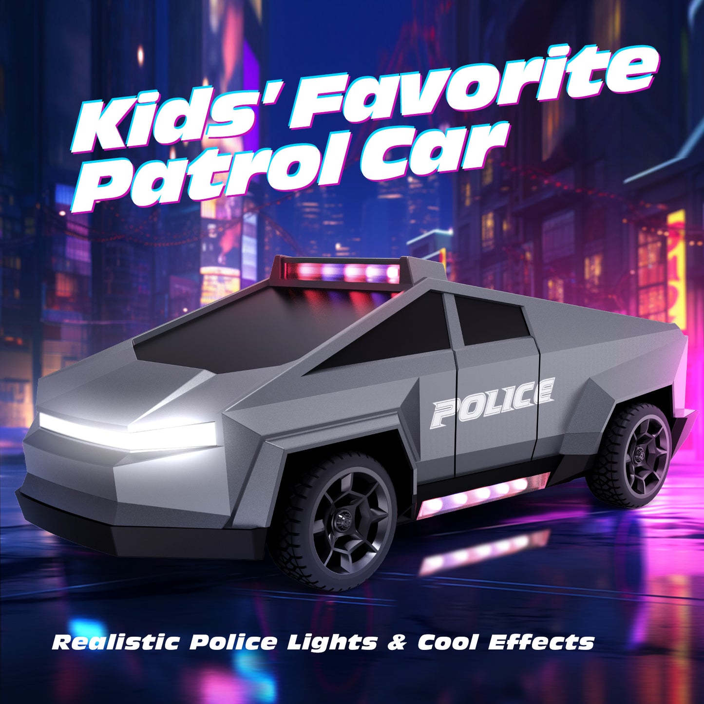 Tecnock RC Truck for Kids, 1:18 Scale Police Remote Control Truck with LED Lights, 2 Rechargeable Batteries, 2.4GHz All-Terrain RC Car, Toys Gift for Boys Girls Aged 3-8, 8-12