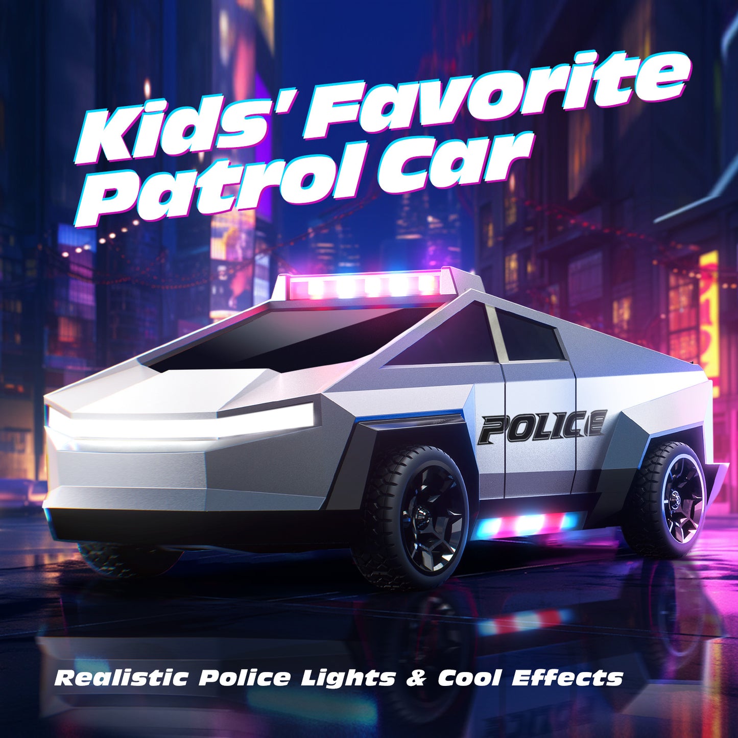 Tecnock RC Truck for Kids, 1:18 Scale Police Remote Control Truck with LED Lights, 2 Rechargeable Batteries, 2.4GHz All-Terrain RC Car, Toys Gift for Boys Girls Aged 3-8, 8-12