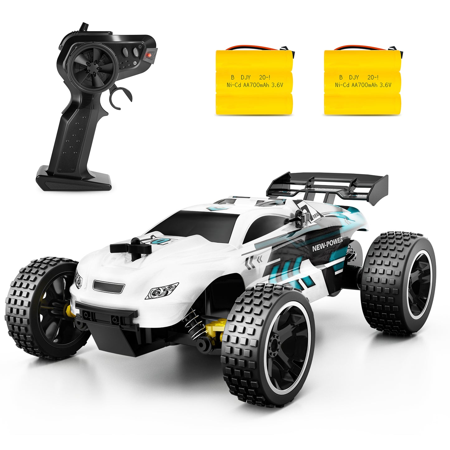 Tecnock RC Racing Car, 2.4GHz High Speed Remote Control Car, 1:18 2WD Toy Cars Buggy for Boys & Girls with Two Rechargeable Batteries for Car, Gifts for Kids