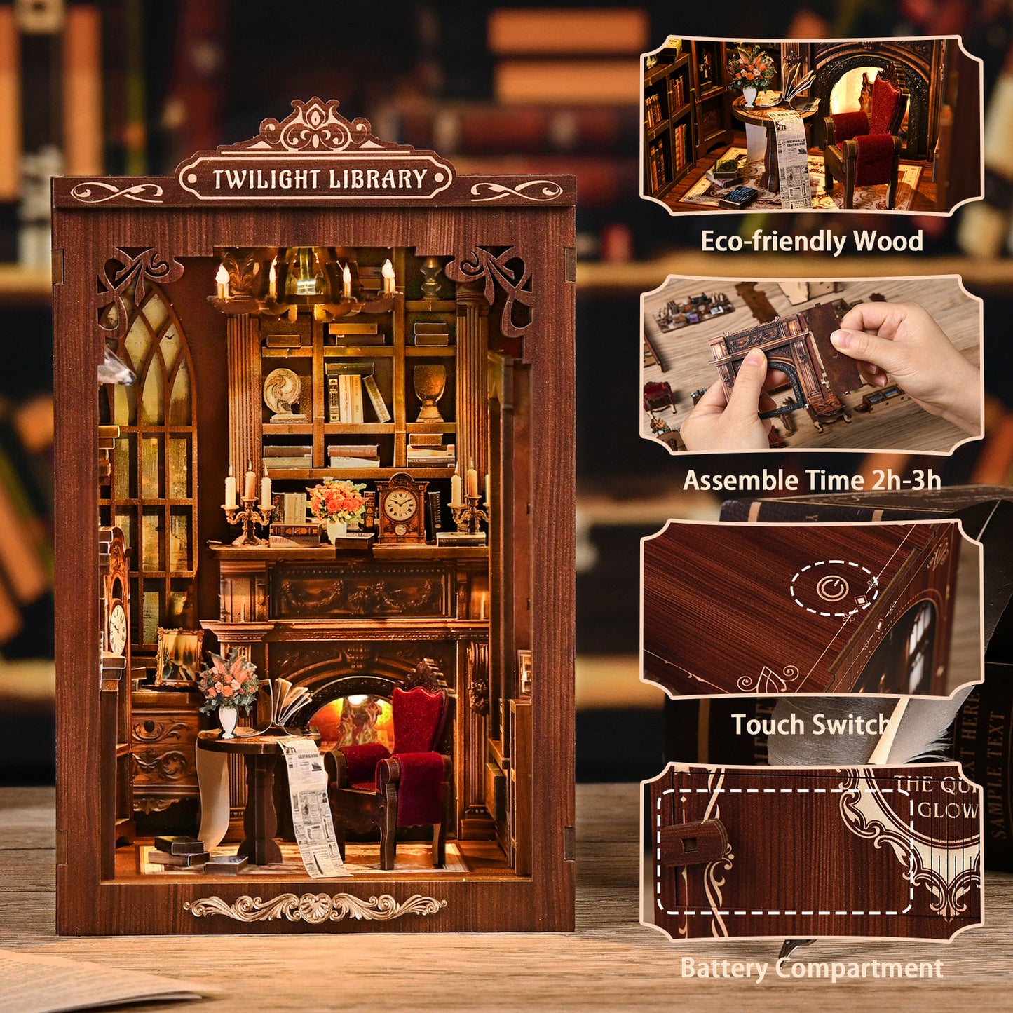 Tecnock DIY Book Nook Kit, Dolls' houses, DIY Miniature House