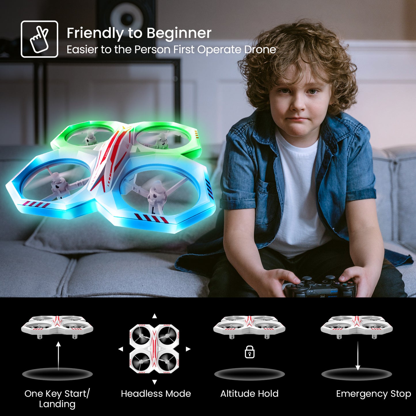Tecnock RC Drone,2 Batteries and Remote Control,Easy to fly Kids Gifts Toys for Boys and Girls