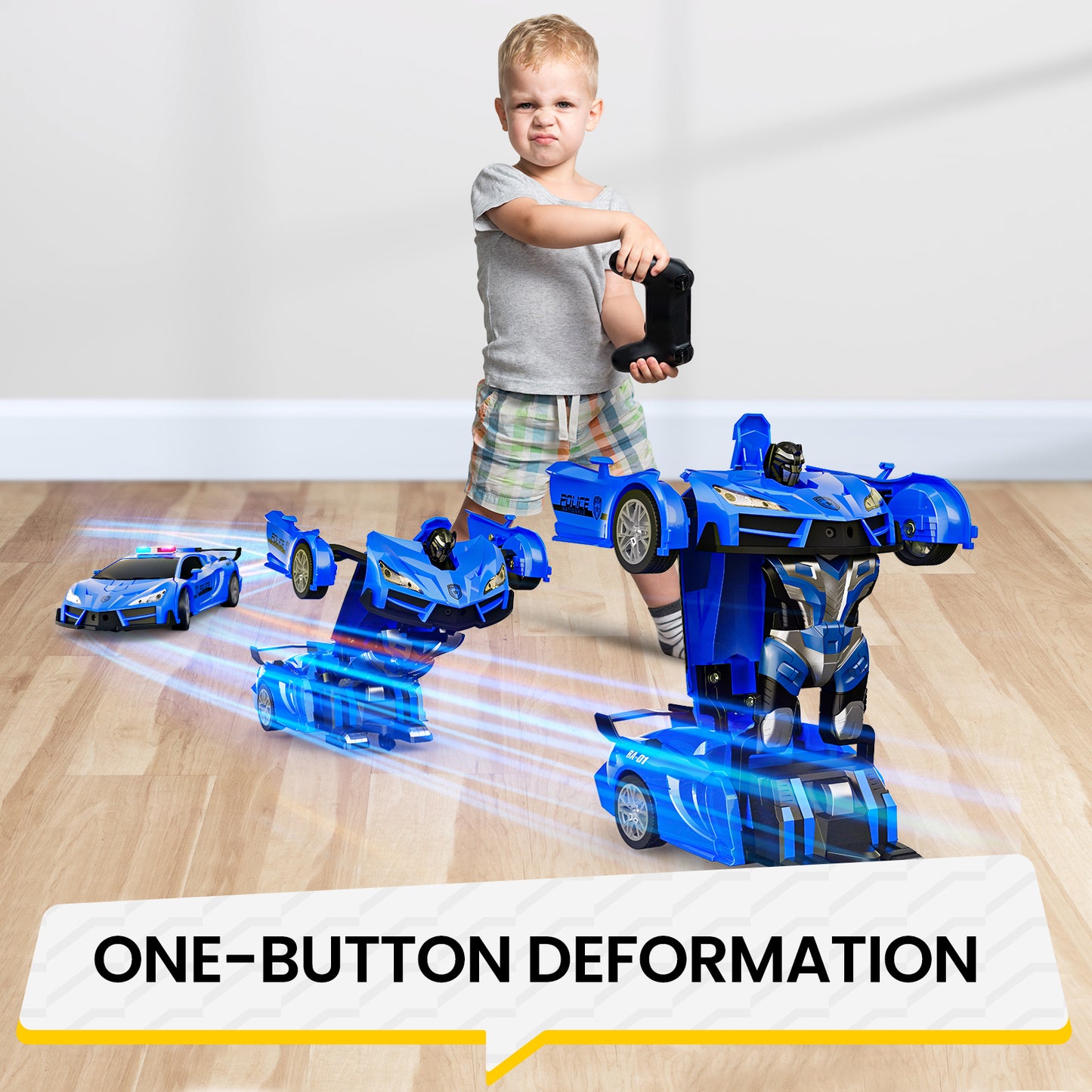 Tecnock robot toys for kids,Transformation Robot Toy with LED Lights, Police Car Toy Gift for Age 8-12 Boys/Girls