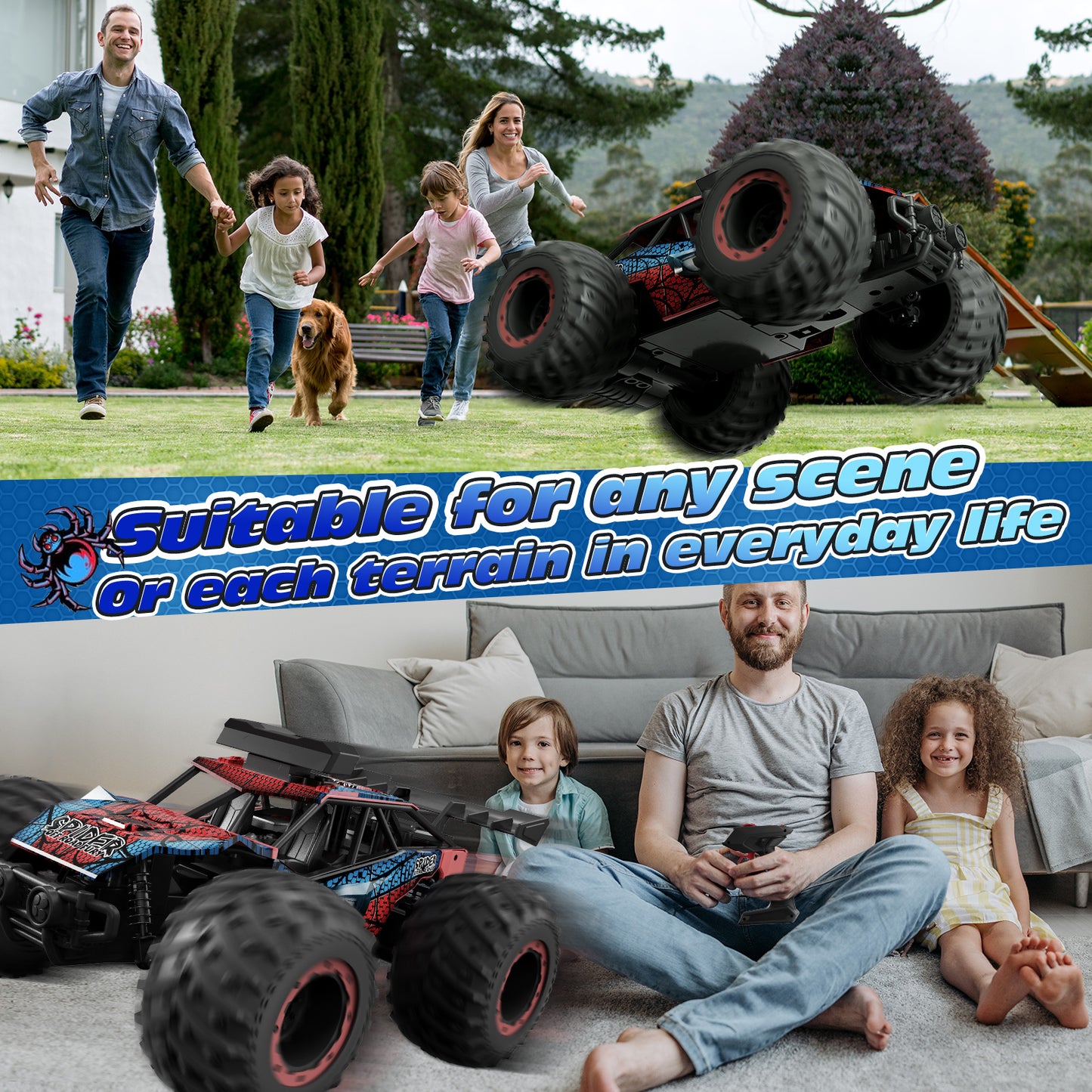 Tecnock RC Truck, All Terrain 2WD Off Road RC Car Toys Gift for Kids Boys