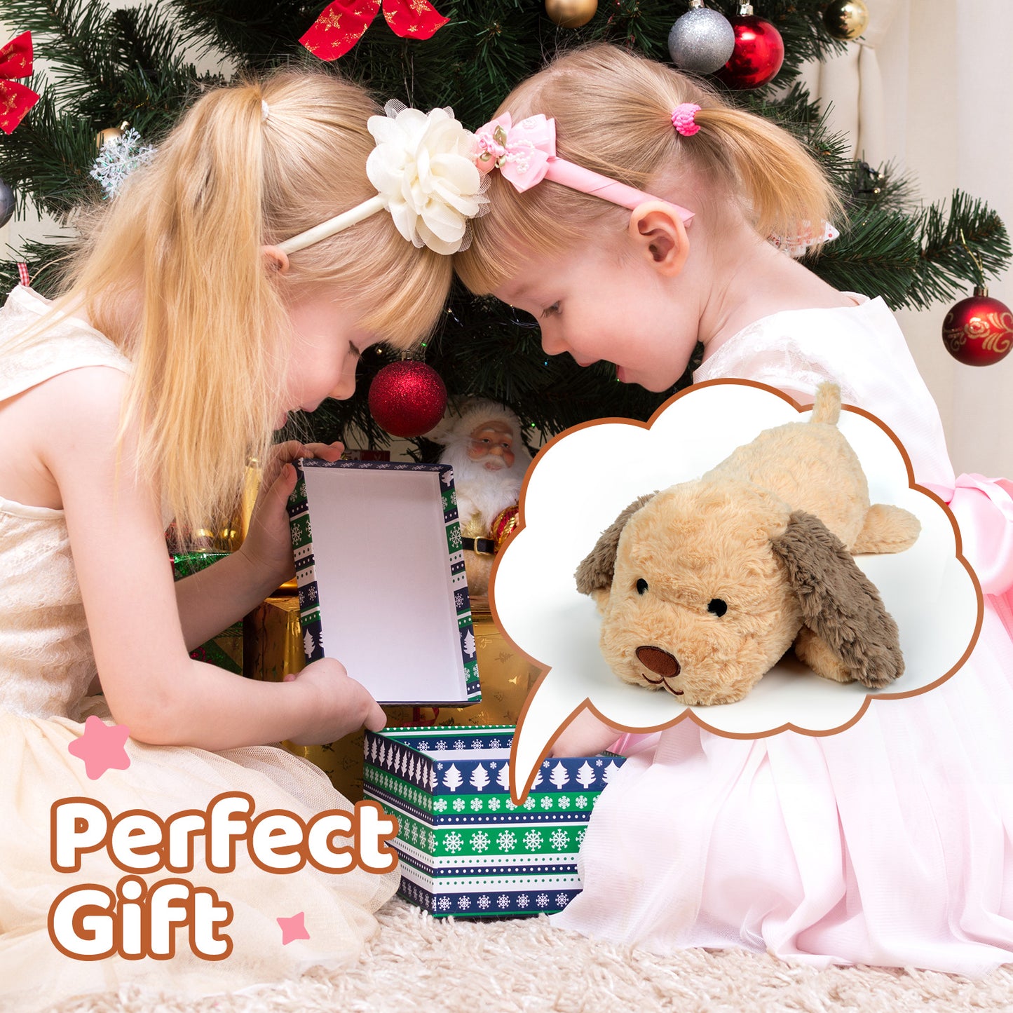 Puffpals Weighted Labrador Plush, 1.6lbs Weighted Stuffed Dog with Beads, Cute Labrador Stuffed Animal, Soft Sensory Dog Plush Birthdays for Kids Adults (13in, 1.6lbs)