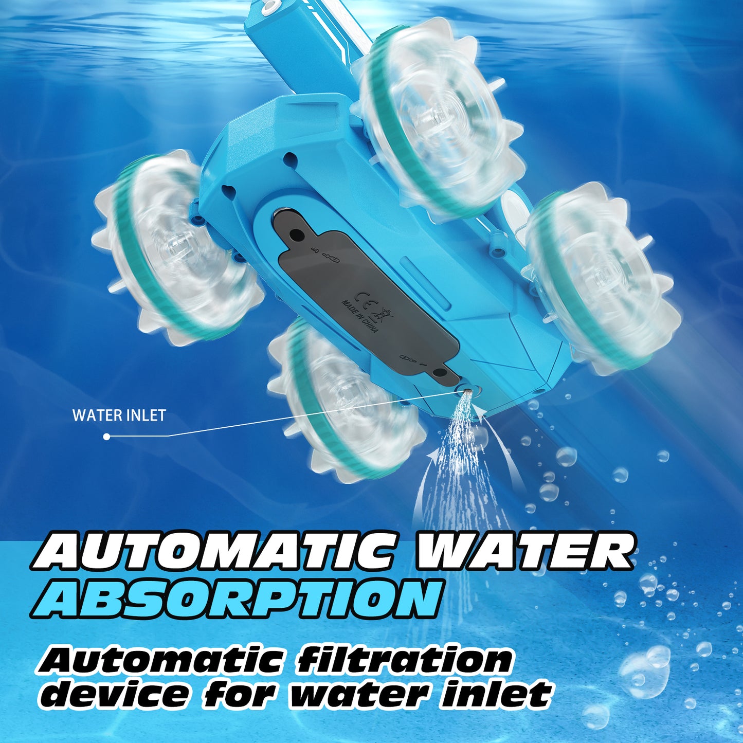 Tecnock All Terrain RC cars for kids amphibious tank model automatic water spray toy car with light effects, summer toys, children/adult toys