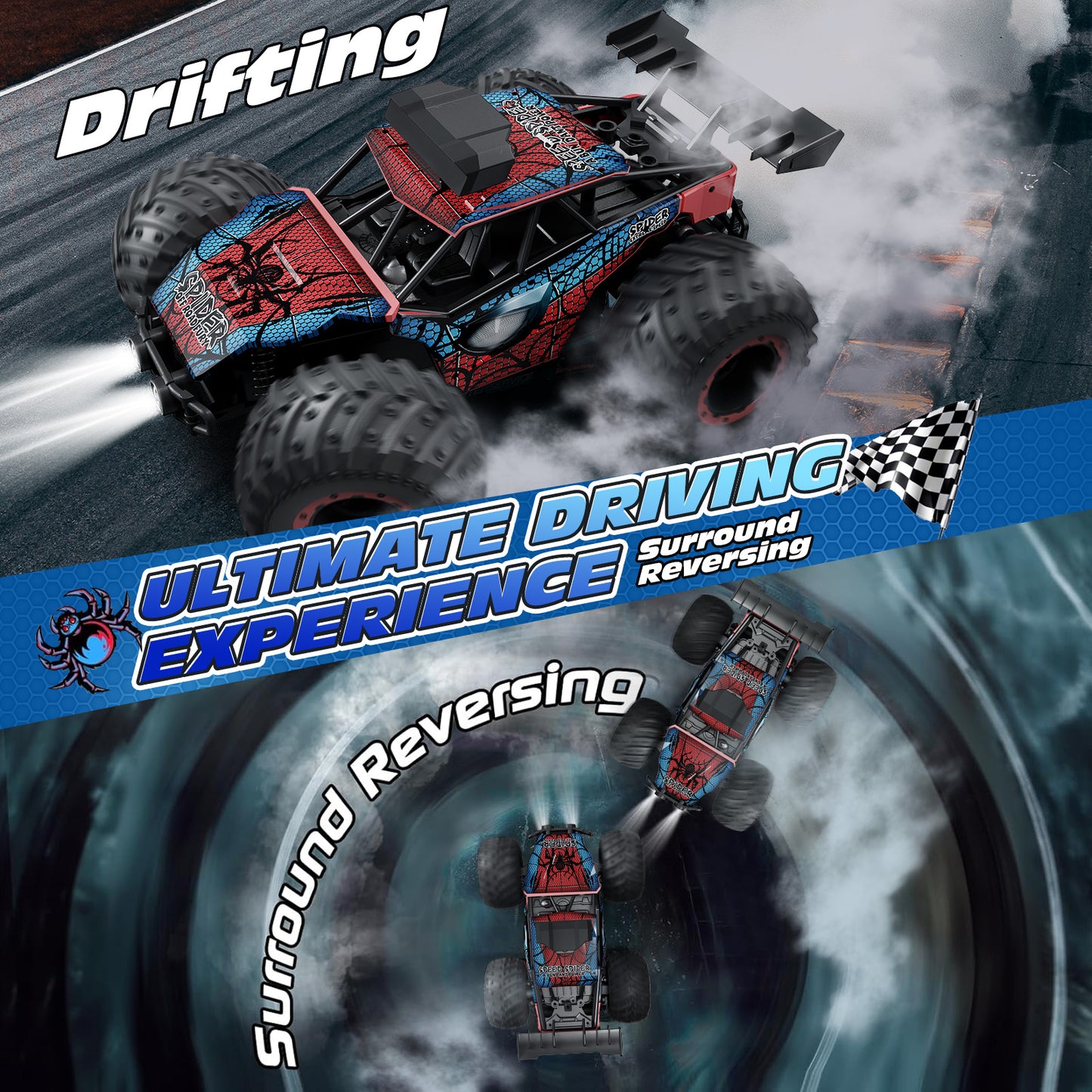 Tecnock RC Truck, All Terrain 2WD Off Road RC Car Toys Gift for Kids Boys