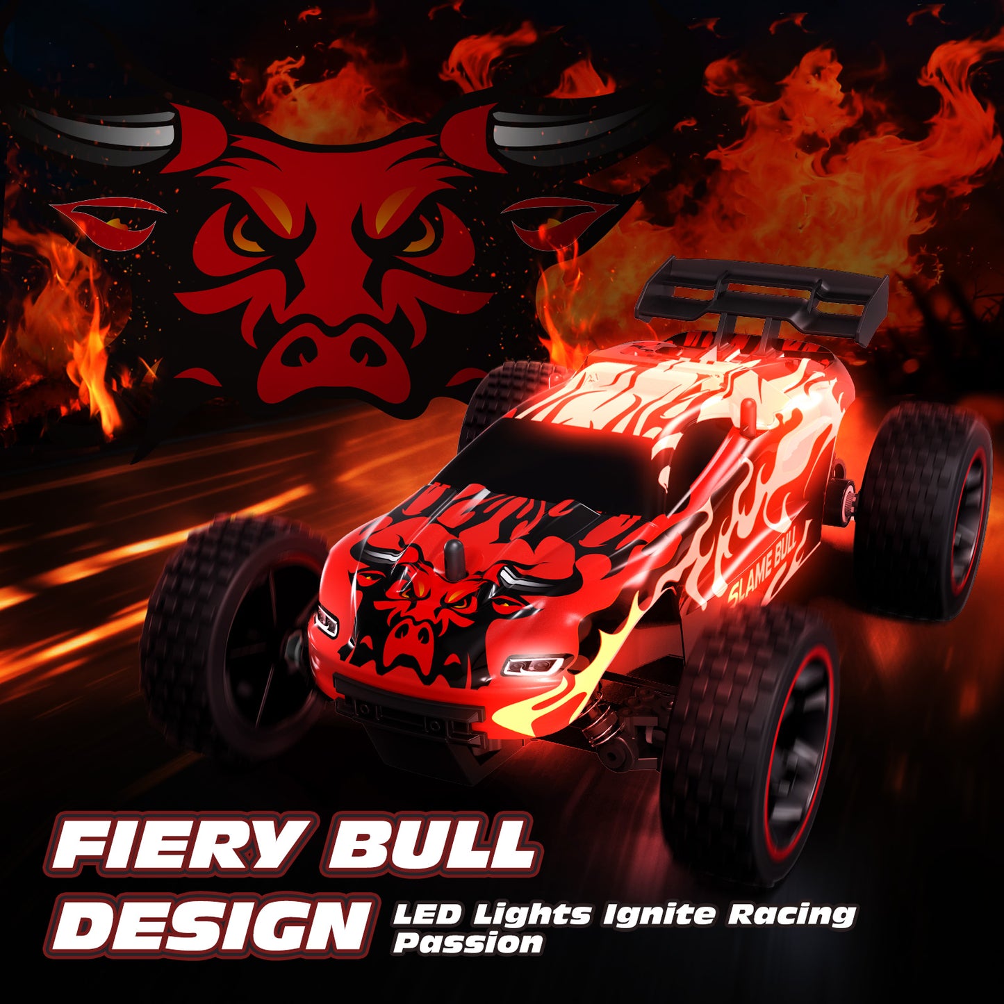 Tecnock RC Truck, 1:18 Scale 2WD Remote Control Truck with USB-C Easy Charging & 50-Min Play, 2.4GHz All-Terrain RC Car with LED Lights, Toys Gift for Kids Ages 8-12 Boys & Girls