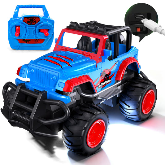 Tecnock Mini RC Car for Kids, 1:32 Scale Remote Control Car with Type-C Rechargeable Battery, 2.4GHz Durable Small RC Truck with Easy Joystick, Indoor Outdoor Toy Gift for Boys and Girls