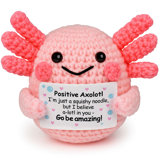 Reenovan Positive Axolotl Christmas Birthday Gifts for Women Men, Handmade Crochet Animals with Positive Message, Inspirational Emotional Home Decor Gift for Mom Dad Son Sister Friend Coworker Colleague