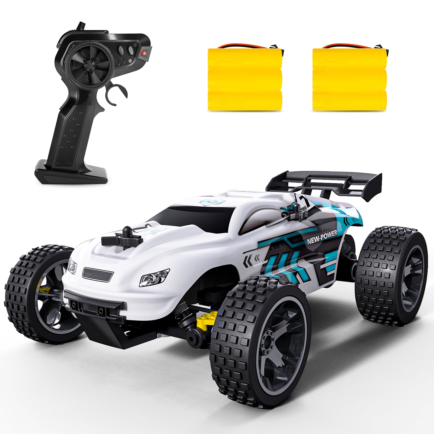 Tecnock RC Racing Car, 2.4GHz High Speed Remote Control Car, 1:18 2WD Toy Cars Buggy for Boys & Girls with Two Rechargeable Batteries for Car, Gifts for Kids